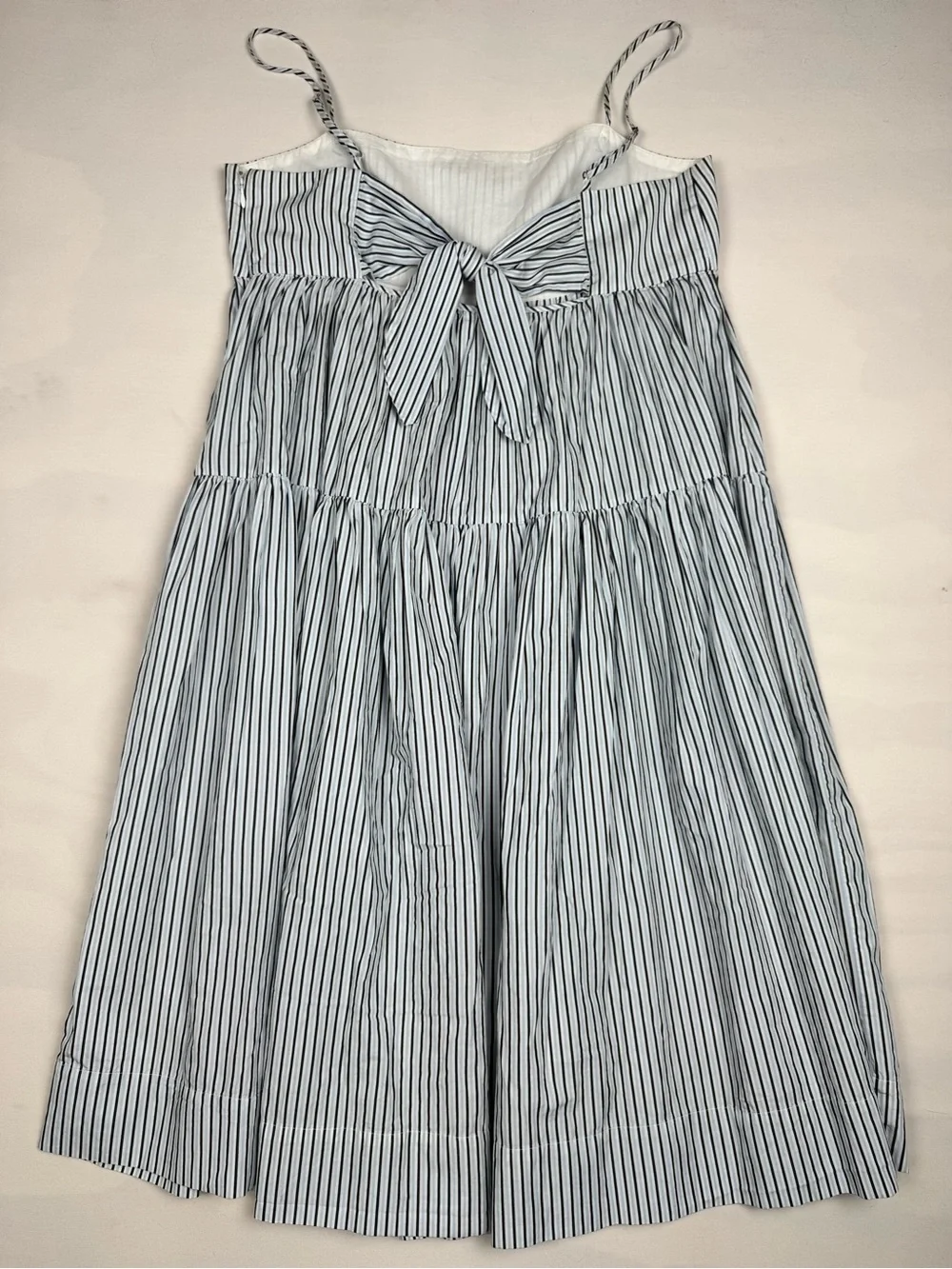 J.Crew Tie-Back Tiered Sleeveless Dress Blue White Stripe Women’s 12